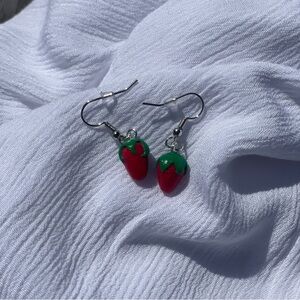 Handmade Strawberry Charm Earrings